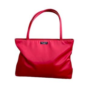 Vintage 90s / 1990s Kate Spade Nylon Handbag / Purse in Bright Red